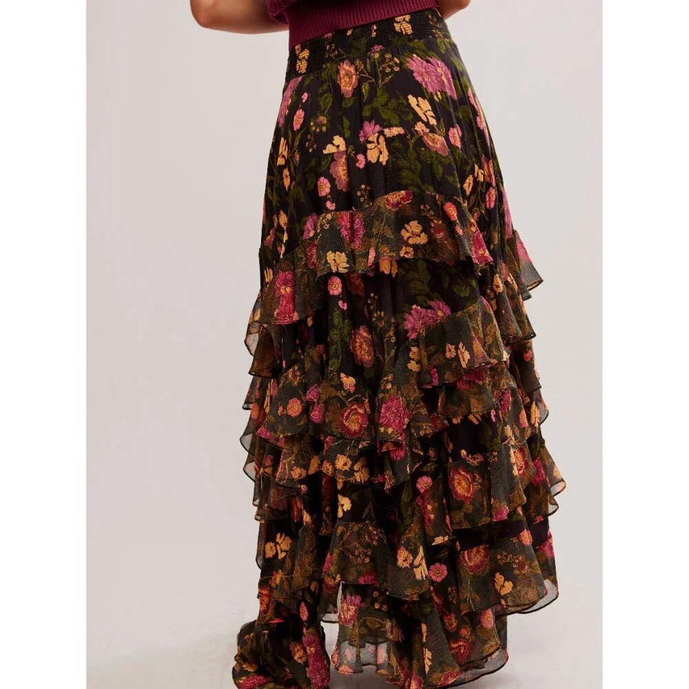 FREE PEOPLE Lolita Maxi Skirt / Wash Black Combo - Picture 3 of 9